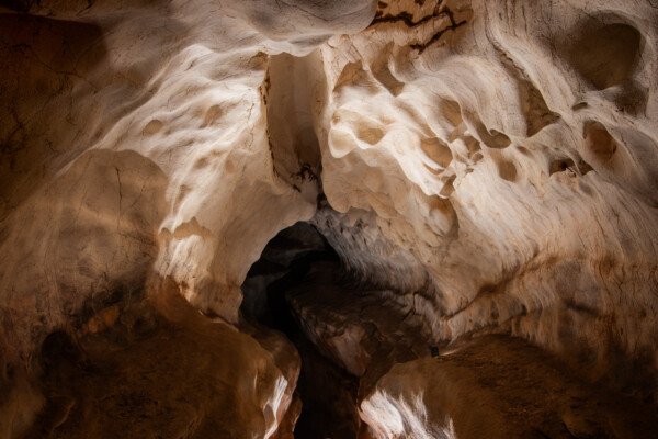 Galerie haute en méandre. (Grotte du Barrage, Gard)