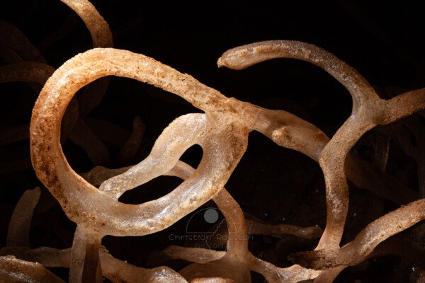 Excentrique des plus excentrique. (Spéléothème, Grotte de l'interrogation, Gard)
