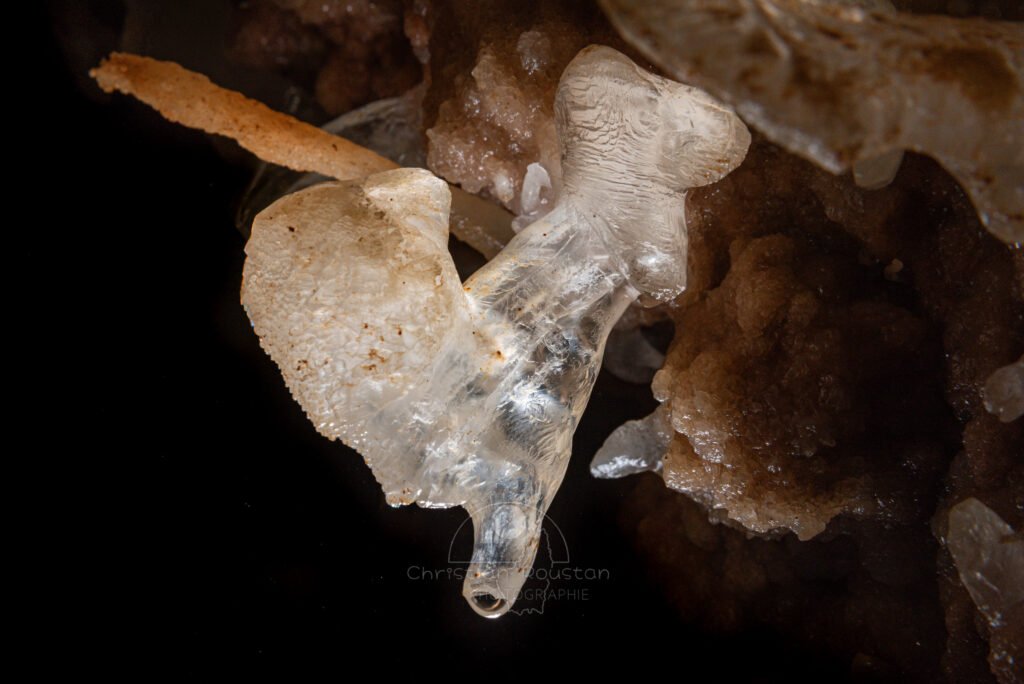 On ne reste pas de glace. (Spéléothème, Grotte de l'interrogation, Gard)